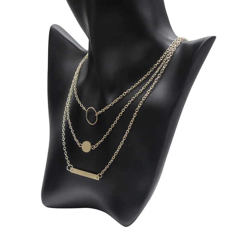 Женское многослойное ожерелье с подвеской в виде диска | Украшения и аксессуары