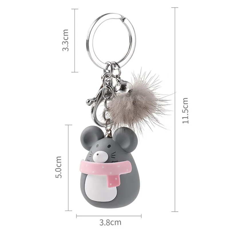 Новинка милая цепочка для ключей с крысами Женская мультяшная мышка меховой