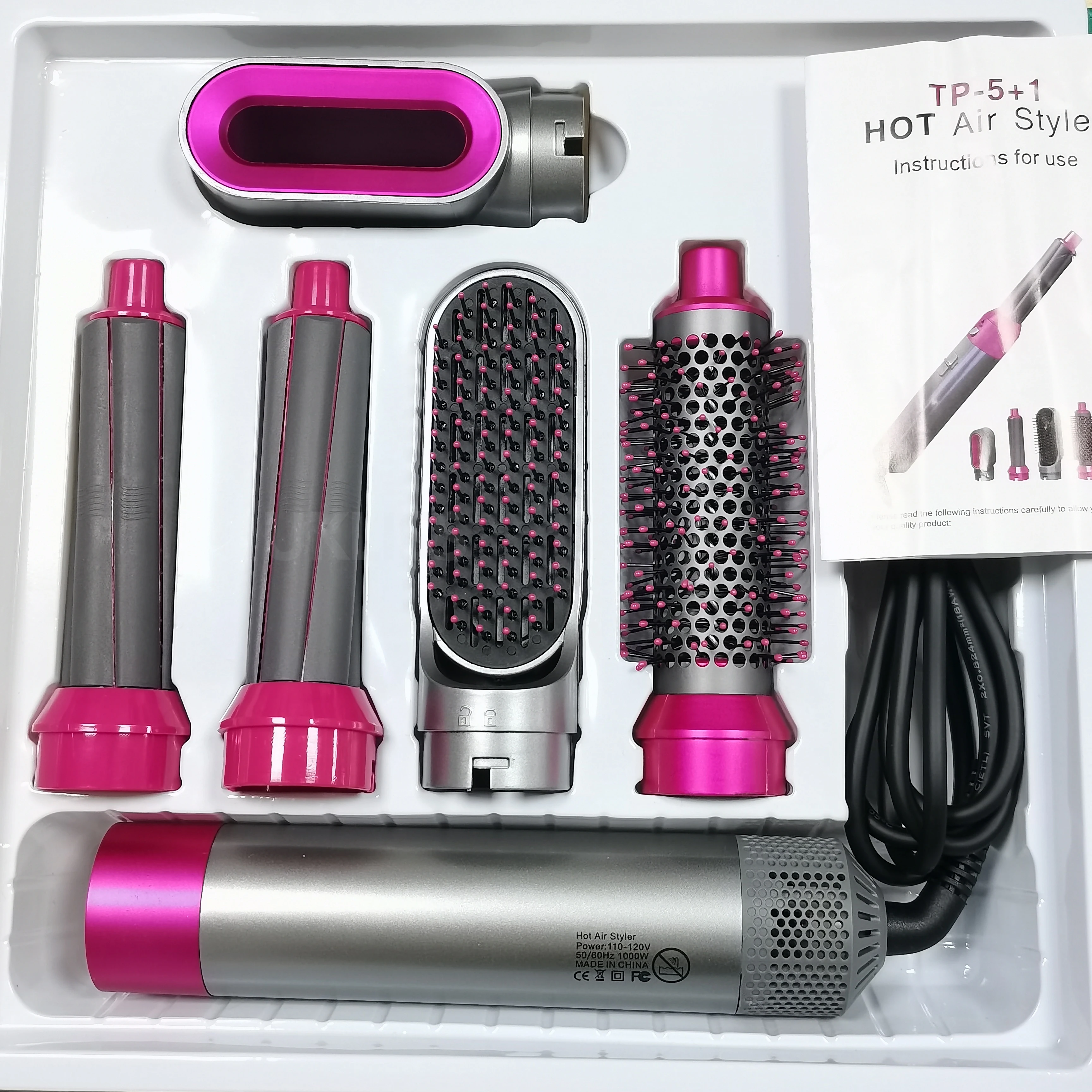 

Hair Dryer Brush 5 In 1 Electric Blow Dryer Comb Hair Curling Wand Detachable Brush Kit Negative Ion Hair Curler Straightener