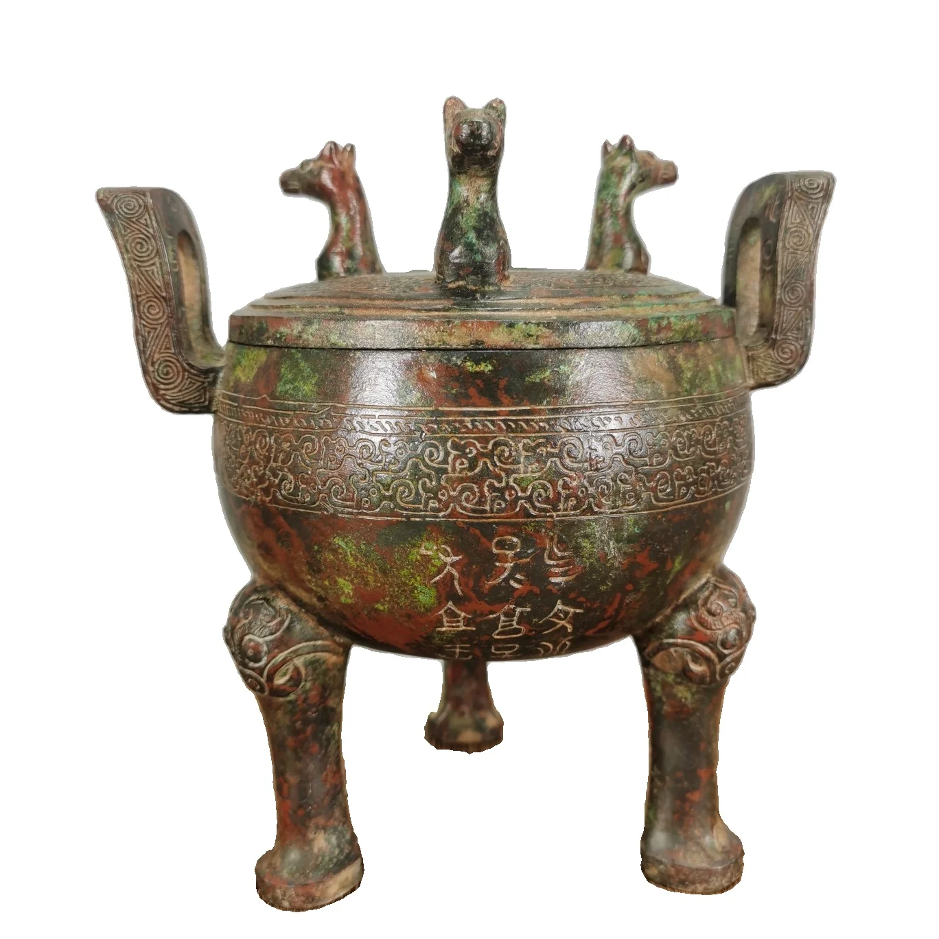 

LAOJUNLU Западный Чжоу, бронзовый штатив с круглым покрытием «три зверя», имитация античной бронзы, коллекция шедевров