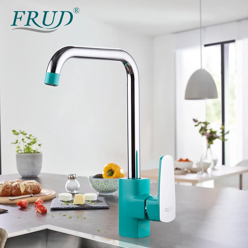 Смеситель для кухни FRUD кухонный кран на раковину с одной ручкой поворотный излив