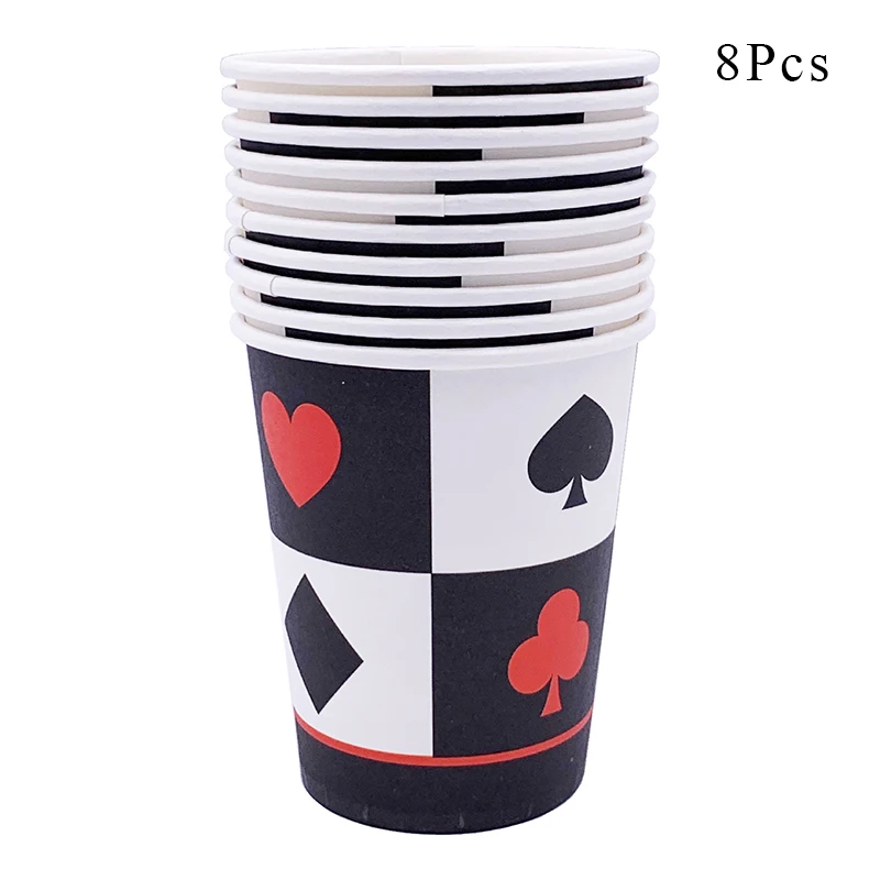 Paper cup x 8 Покер тема вечерние украшения игральных карт одноразовая посуда бумажный стаканчик, тарелка салфетки баннеры детская День рождения поставки LK20 - Цвет: Paper cup x 8