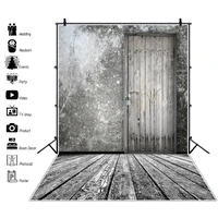 laeacco photo backgrounds old dark cement wall wooden door floor grunge party child portrait photography backdrop photocall