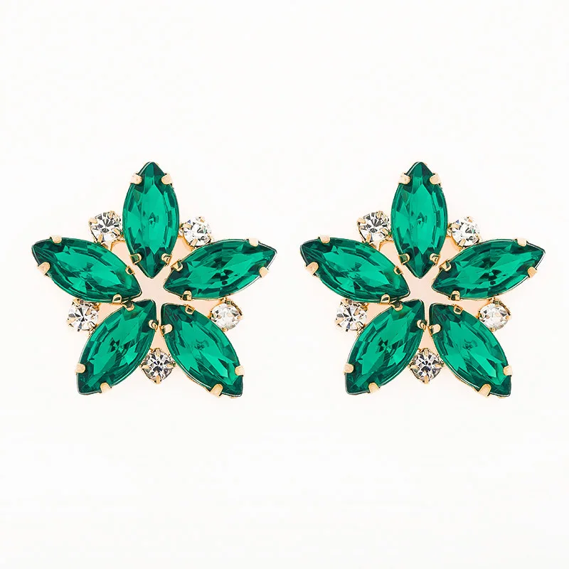 Bague Ringen, корейский стиль, модные серьги-гвоздики, изумрудные серьги для женщин, в форме цветка, серебро 925, ювелирное изделие, Подарок на годовщину