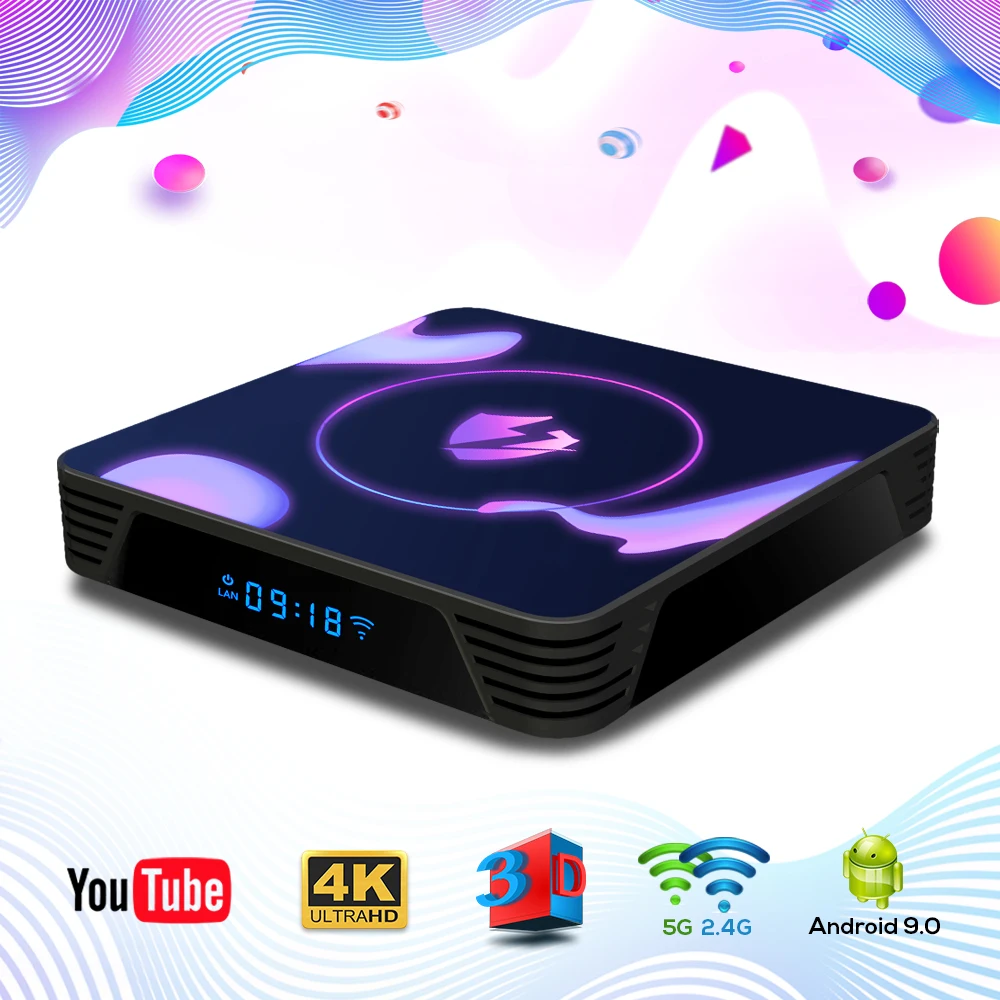 CRENOVA ТВ приставка на Android 9 0 RK3318 4 Гб ОЗУ 64 ПЗУ 4K Netflix Youtube Google голосовой помощник LET1