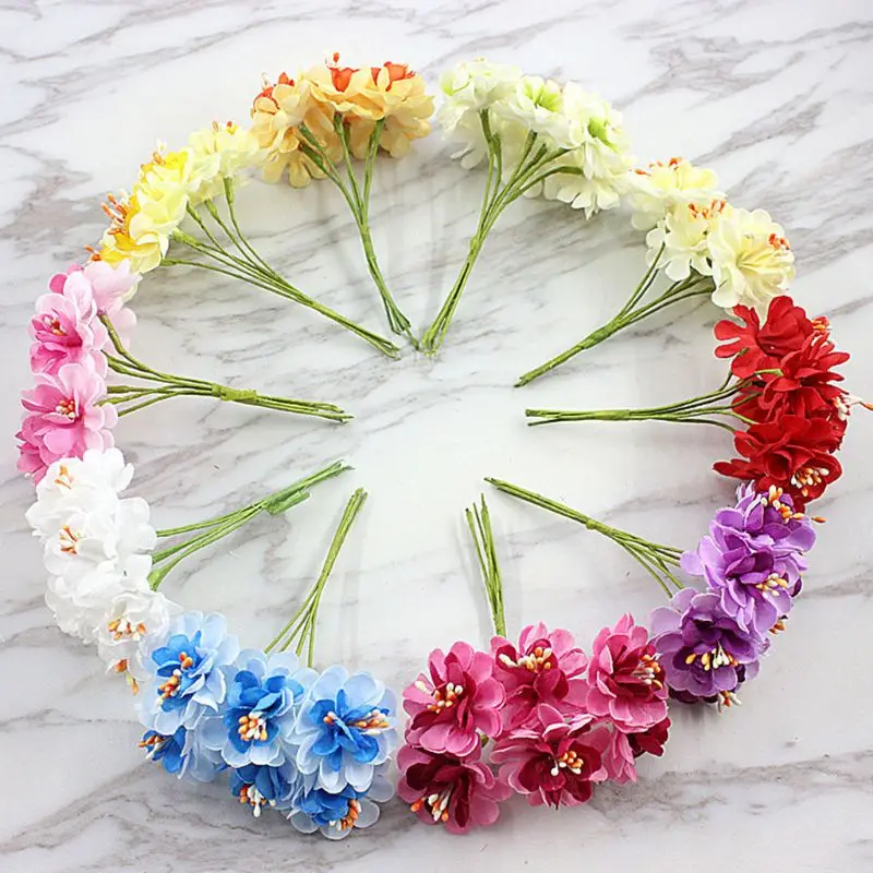 

72Pcs/Pack 3.8cm Small Gradient Artificial Carnation Flower for DIY Craft Wreath Wedding Bouquet Scrapbooking Party Home Decor