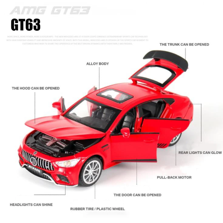 

New 1:32 BENZ AMG GT63 Alloy Car Model Diecasts Toy Vehicles Cars 6 Doors Opened Educational Auto Toys For Children Gifts Boy