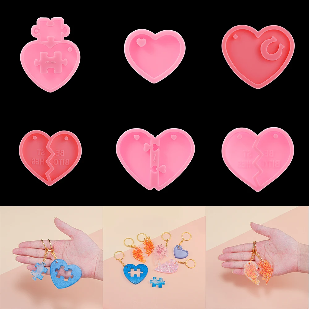 1 шт. в форме сердца силиконовая форма брелок подвеска УФ отверждаемая эпоксидная