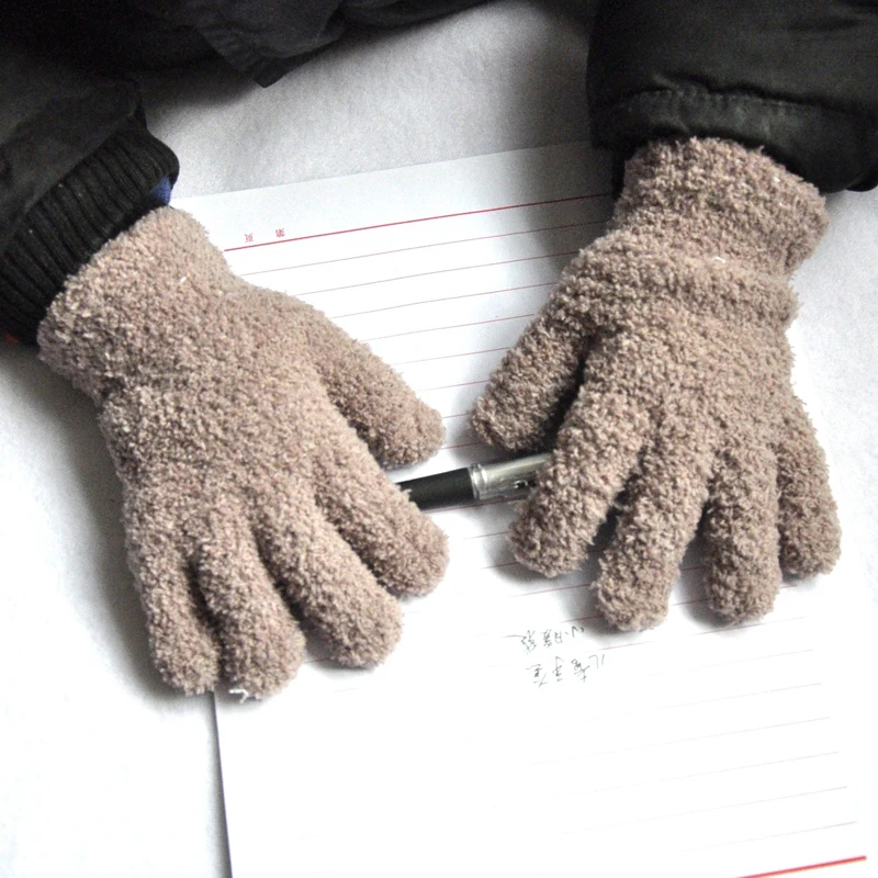 Warmom-guantes gruesos de lana de Coral para ni&ntilde;os, manoplas suaves de dedo completo peludas de felpa para beb&eacute;s de 7 a 11 a&ntilde;os, Invierno-2