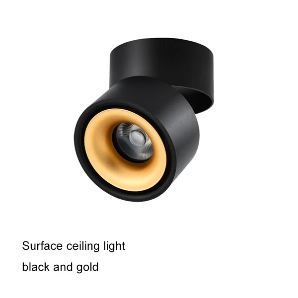 black and gold Surface Mounted LED Ceiling Lights Kitchen Fixtures COB Back ground Spot Lamp Angle Adjustable Black White Lampshade AC85-265V - Цвет корпуса: black and gold