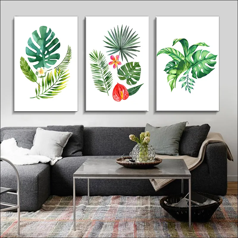 

Nordic Simple Canvas Painting, Green Plant Poster Flower Pot Mural Still Life Painting,Decoration Painting Printing waterproof