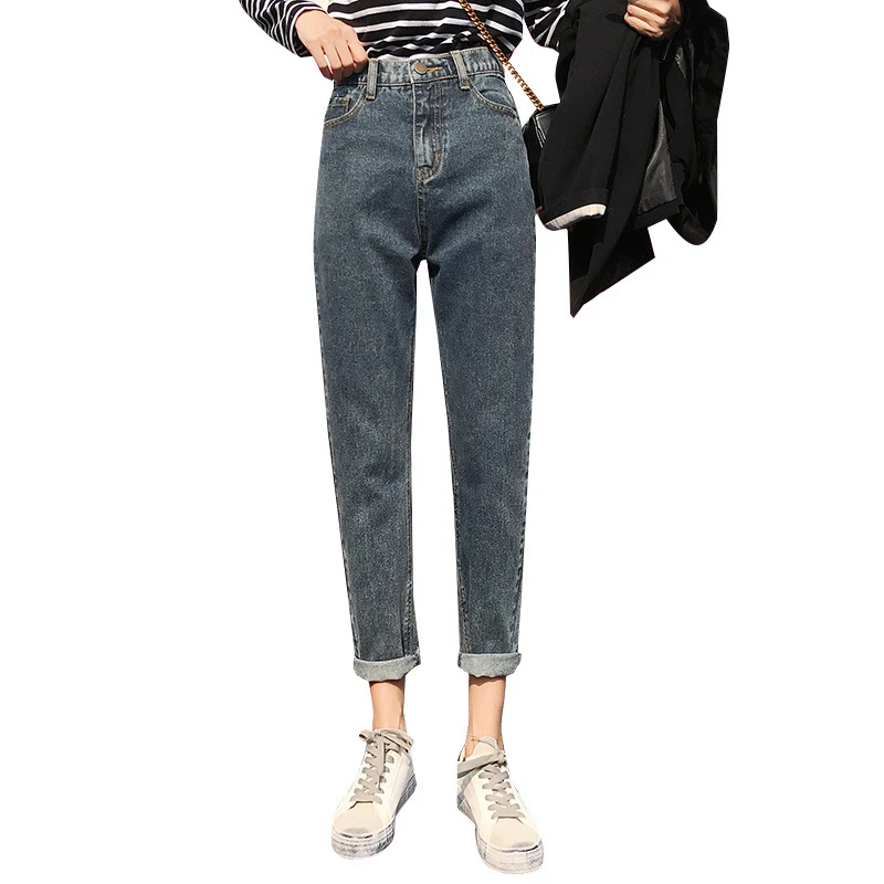Джинсы JRNNORV корейские женские большого размера зимние теплые джинсовые брюки
