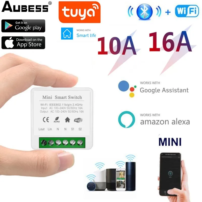 

Abuess Wifi Smart Switch 10A/16A MINI Module 2-way Control Timer Smart Home DIY Smart Breaker Work For Tuya Alexa Google Home