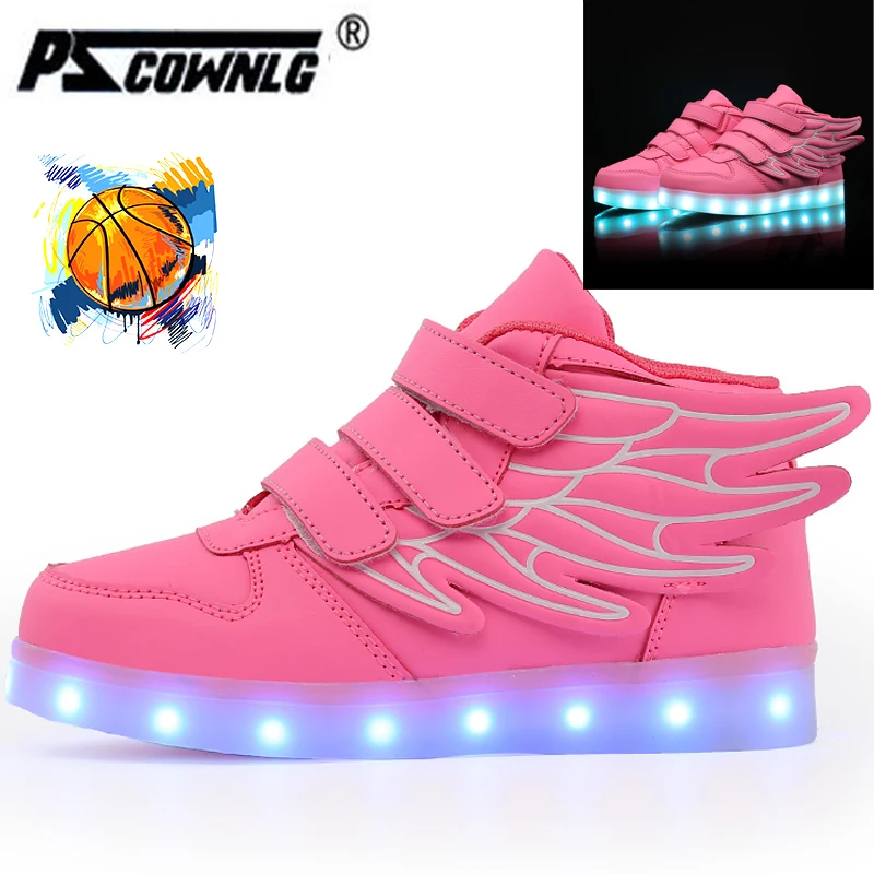 

Кроссовки детские для баскетбола, модная повседневная обувь на мягкой подошве, светящиеся баскетбольные кеды, осень