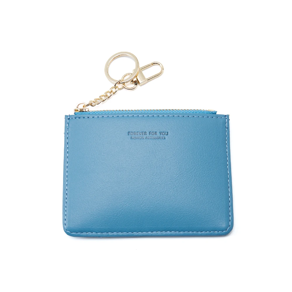Brand Card Holder Women Soft PU Leather Key Chain Bag Small Card Wallets Female Organzier Mini Credit Card Case Zipper Coin Bags - Цвет: Blue