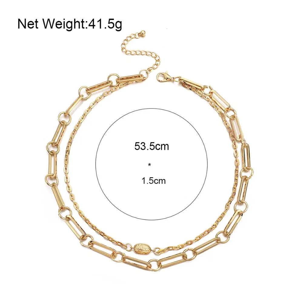 

AENSOA Vintage Punk Layered Chain Necklace Neck Chains for Women Hip Hop Golden Choker Vintage Metal Necklace Fashion Jewelry