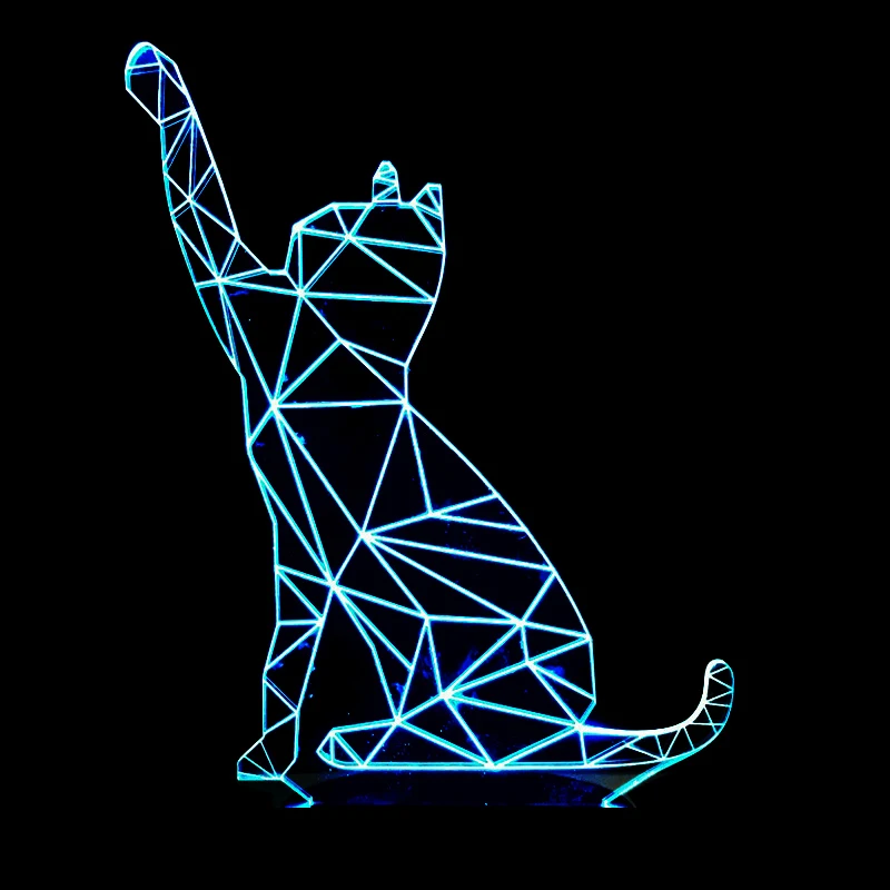 7 цветов волна кошка ходячая лампа 3D светодиодные ночники для детей сенсорный USB