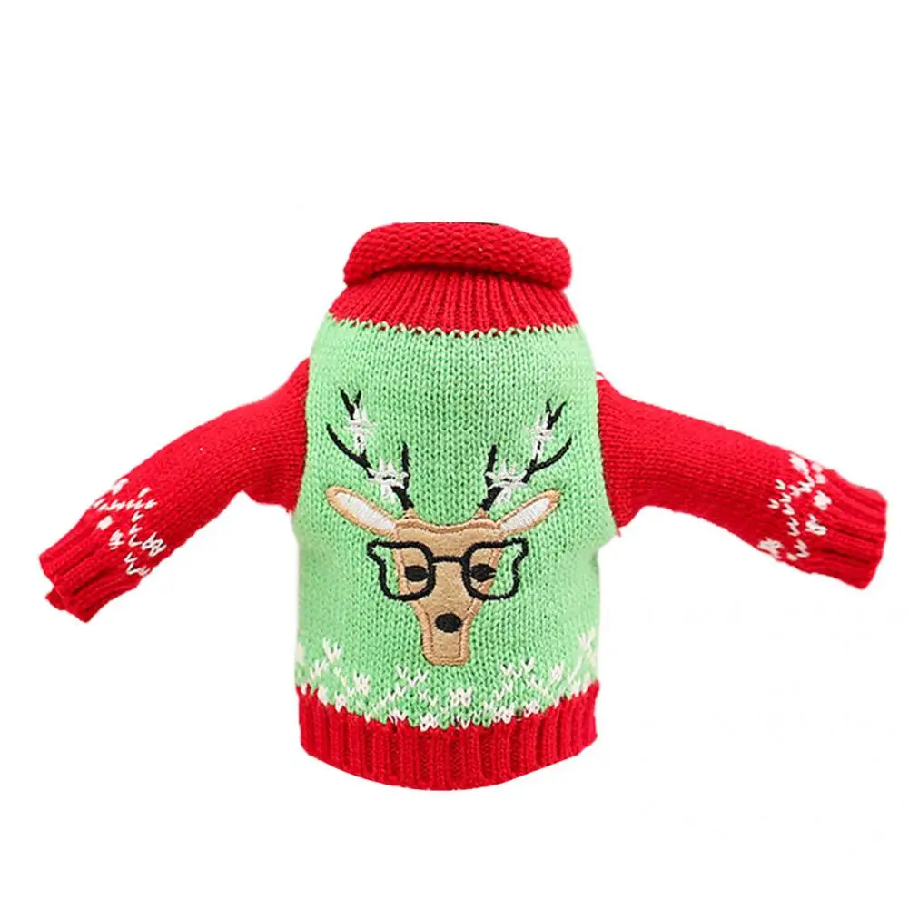 

Romantic Cartoon Soft Knitted Fabric Wine Bottle Cover Decorative Wine Bottle Pocket Fine Workmanship for Restaurant