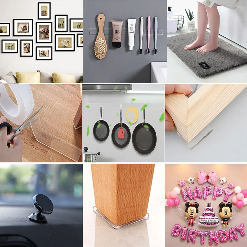 Многоразовая нано волшебная лента двусторонняя прозрачная без следов