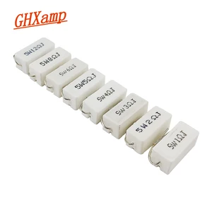 Сопротивление кроссоверу цемента GHXAMP 5 Вт, фарфоровый оболочка, проволочный резистор 1R 2R 4R 8R 12R, горизонтальные аудио запчасти кроссовера 2 шт.