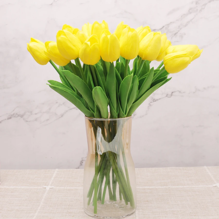 

11pcs Tulips Artificial Flowers PU White Latex Real Touch For Living Room Decoration High Quality Fake Flower Home Wedding Decor