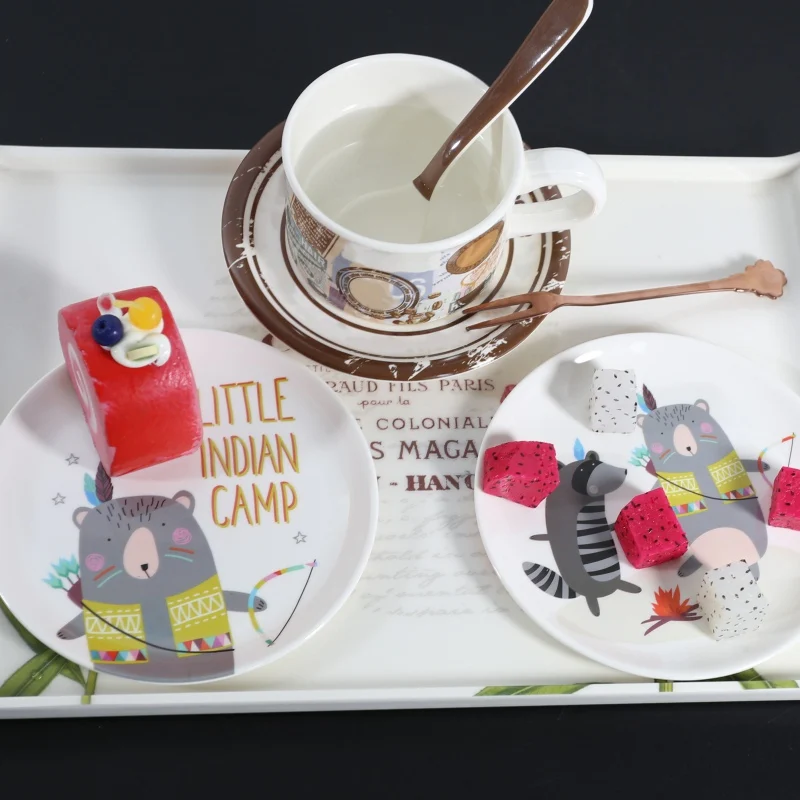 Меламиновые Мультяшные обеденные тарелки имитация фарфоровой посуды десертное