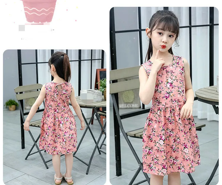 

Children's Dress Girls Party Dress Children's Clothing Summer 2020 New Girl Flower printing Dress Girls Dress