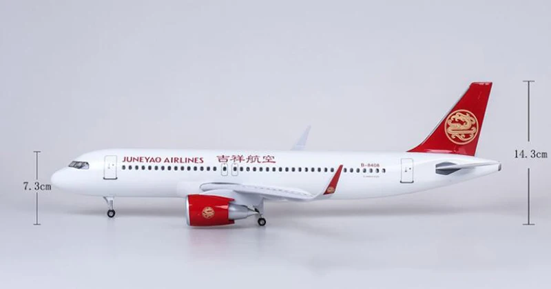 1/80 масштаб 47 см самолет Airbus A320 NEO JUNYAO авиакомпания модель светодиодный светильник и шасси колеса литой смолы коллекция выставки