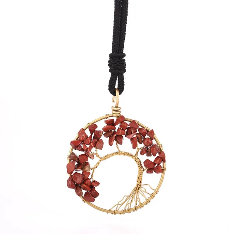 Ожерелье дерево жизни кварцевые чипы Подвеска для женщин кристаллы многоцветный