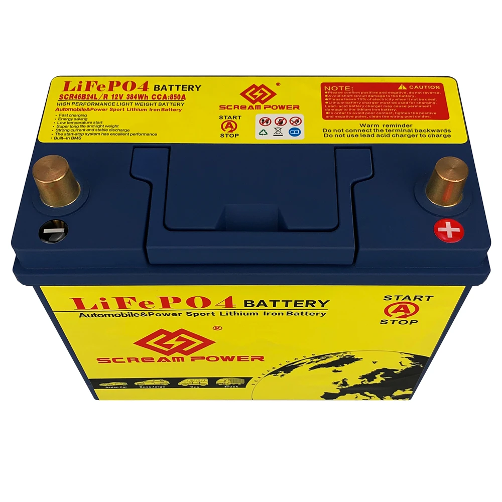 

12.8V 46B24L/46B24R 30AH Car Starter Battery CCA 720A Lithium Iron Rechargeable Battery With BMS Lighter Bateria Pack