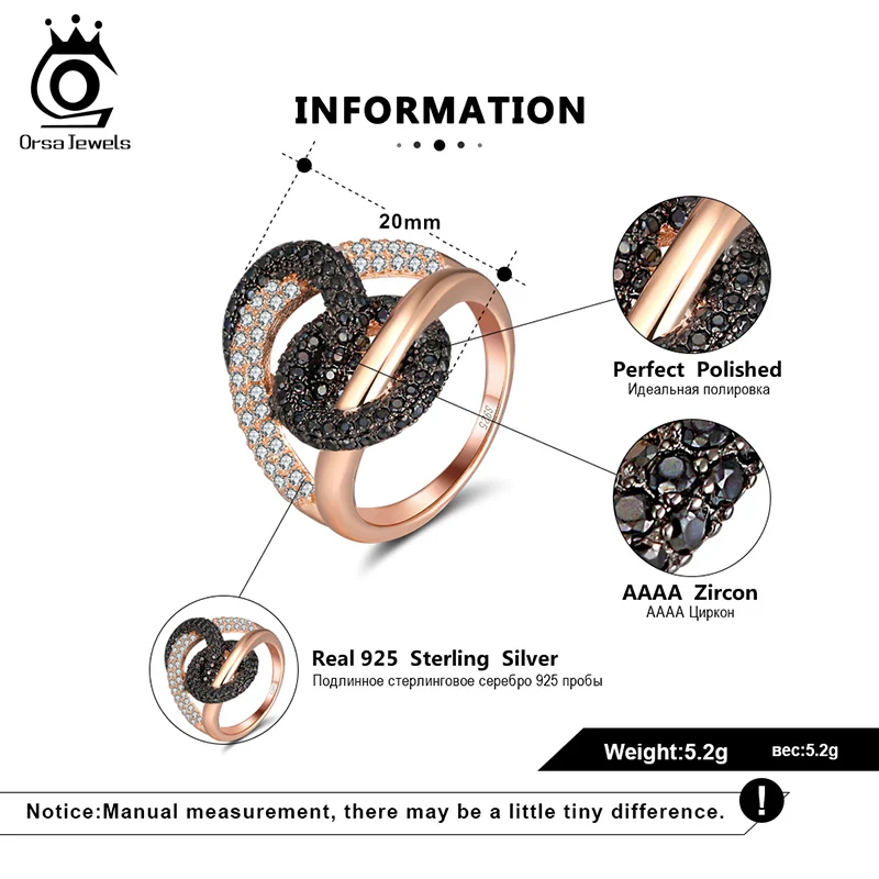 ORSA JEWELS роскошное комбинированное кольцо с кольцом для коктейлей блестящее