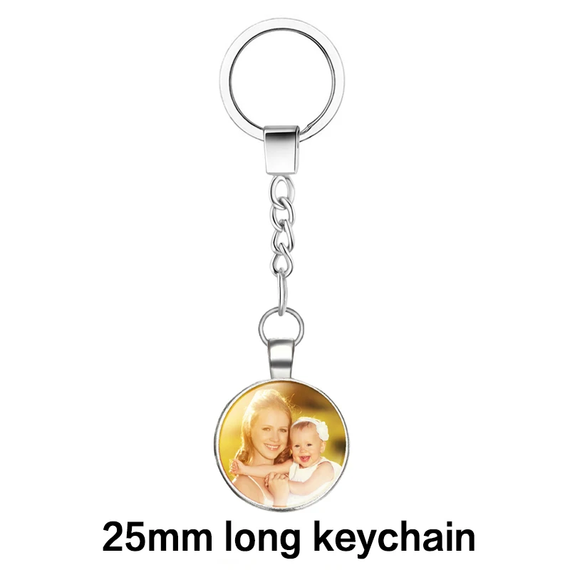 25mm long chain Двойной уход за кожей лица персонализированные пользовательские брелки для ключей для Семья брелоки с фотографиями 25/30 мм кабошонов календарь Брелки Свадебные Рождественский подарок - Цвет: 25mm long chain