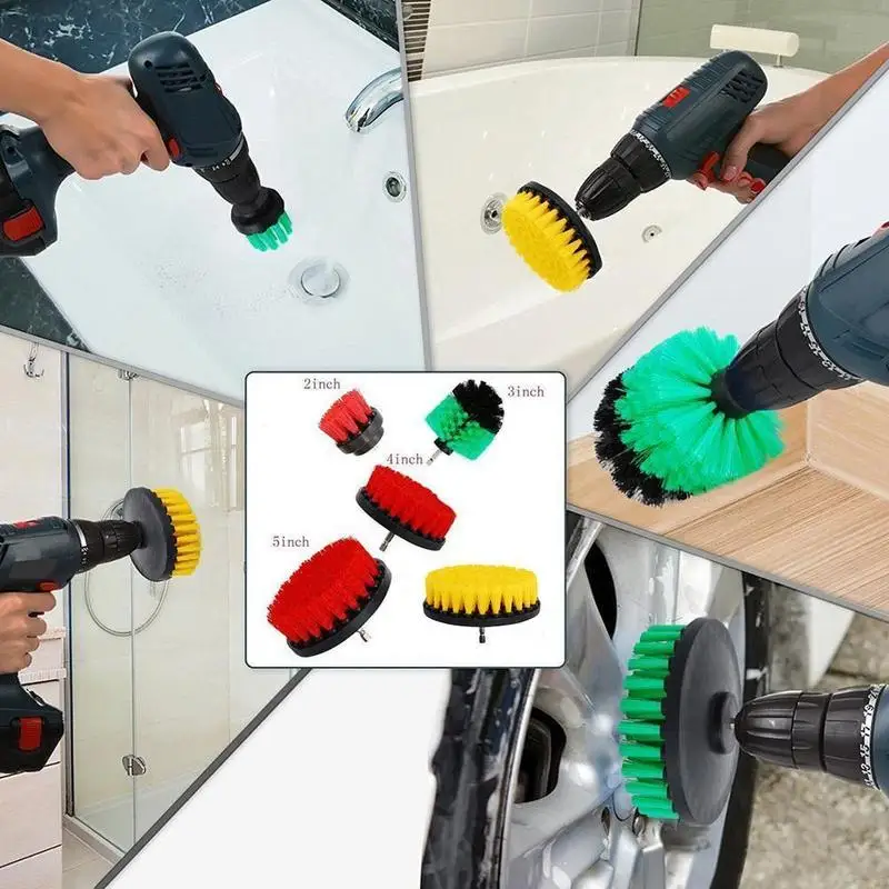 

Cleaning Brush Set Of 4 Drill Brush Power Scrubber Scrubbing All Cordless For Cleaning Drill Cleaning Purpose Cleaner P6C8