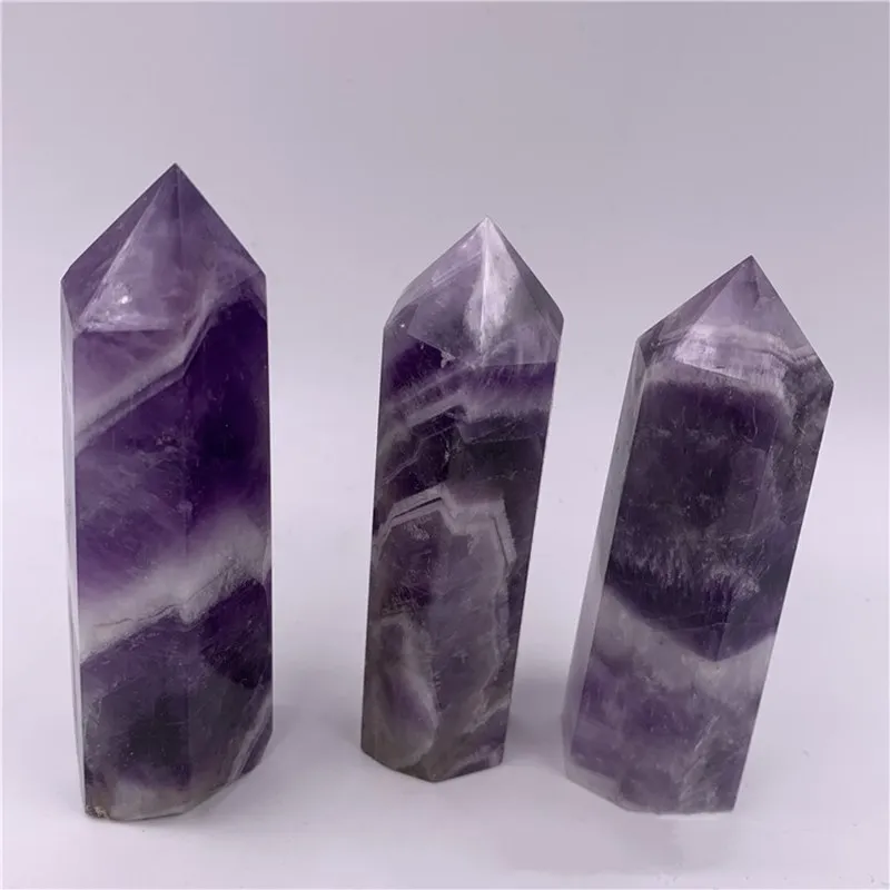 Натуральный Фэнтези кристалл аметиста в разноцветную полоску флюоритовый кварц