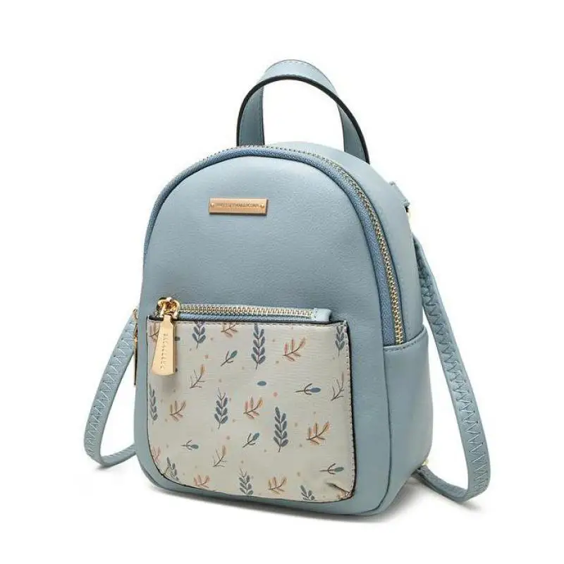 

Mini Women Backpack Printing Flower Pu Leather Cute Girl Backpack Brand Design Small Ladies travel Back Pack