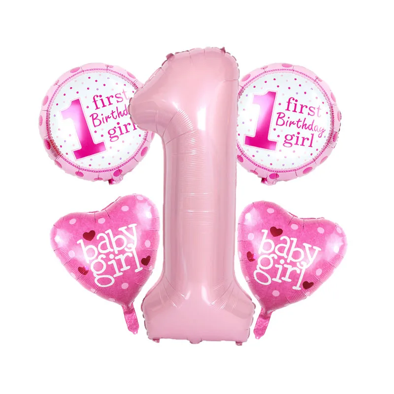 5pcs1st.girl set2 5 шт./лот, Детские фольгированные воздушные шары, гелиевые шары для мальчиков и девочек, для дня рождения, вечеринки, девичьи украшения, air balao, Классические игрушки - Цвет: 5pcs1st.girl set2