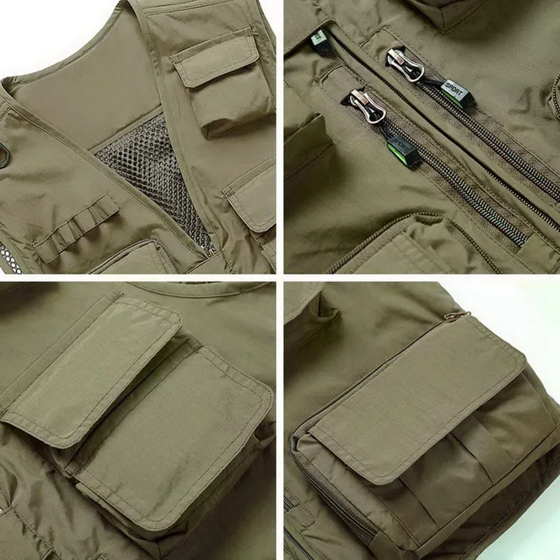 Мужская жилетка с множеством карманов сетчатый жилет большого размера для