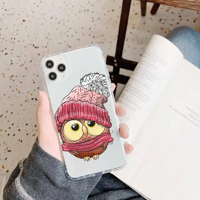 

Cute Owl Hearts Lover Christmas Phone Case Transparent for iPhone 11 12 mini pro XS MAX 8 7 6 6S Plus X 5S SE 2020 XR