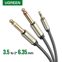 ugreen 3 5mm 18 trs to dual 6 35mm 14 ts mono stereo y cable splitter cord aux audio speaker adapter for iphone guitar