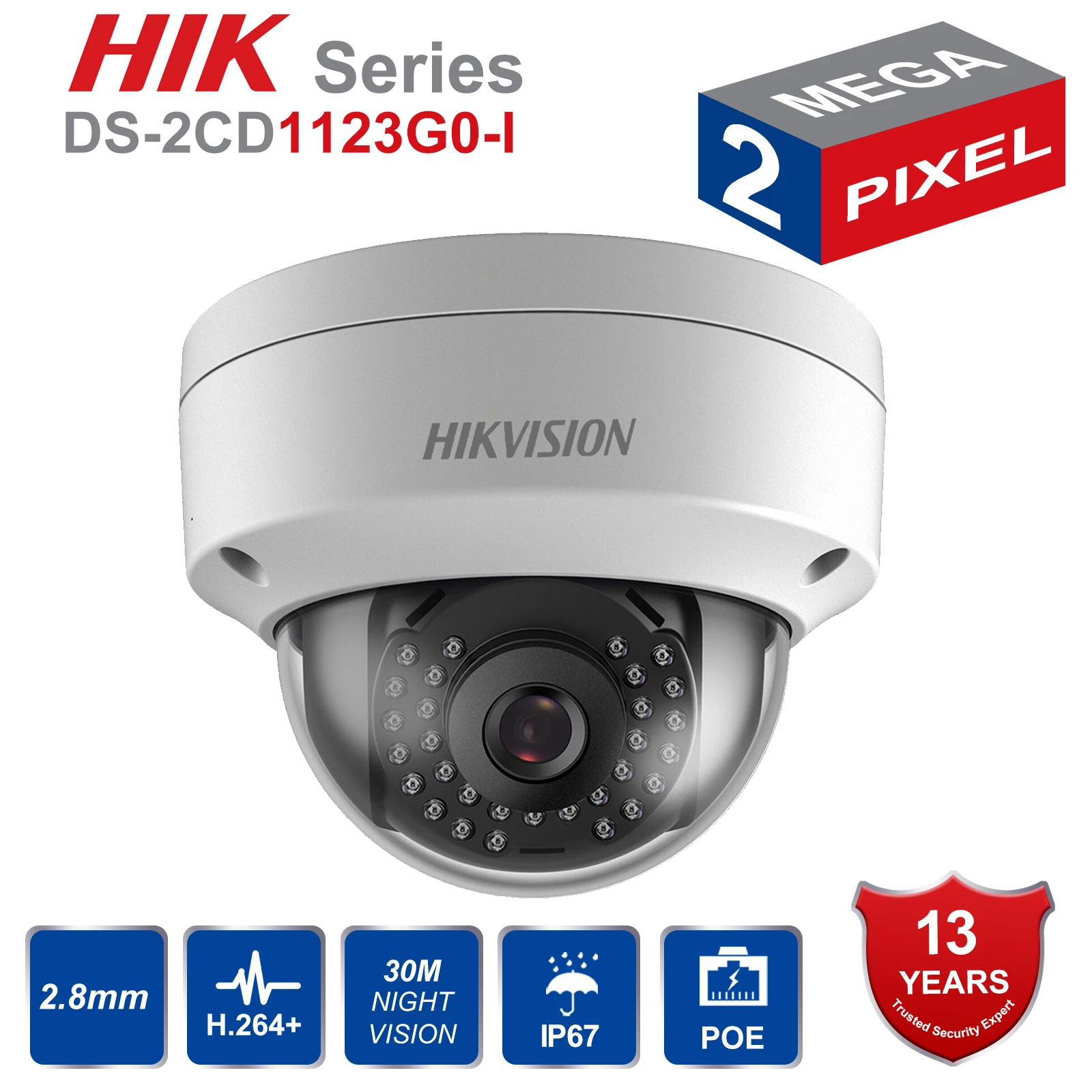 DS 2CD1123G0 I 2MP POE Мини купольная IP камера безопасности IP67 CCTV сетевая Замена 2CD2125F IS