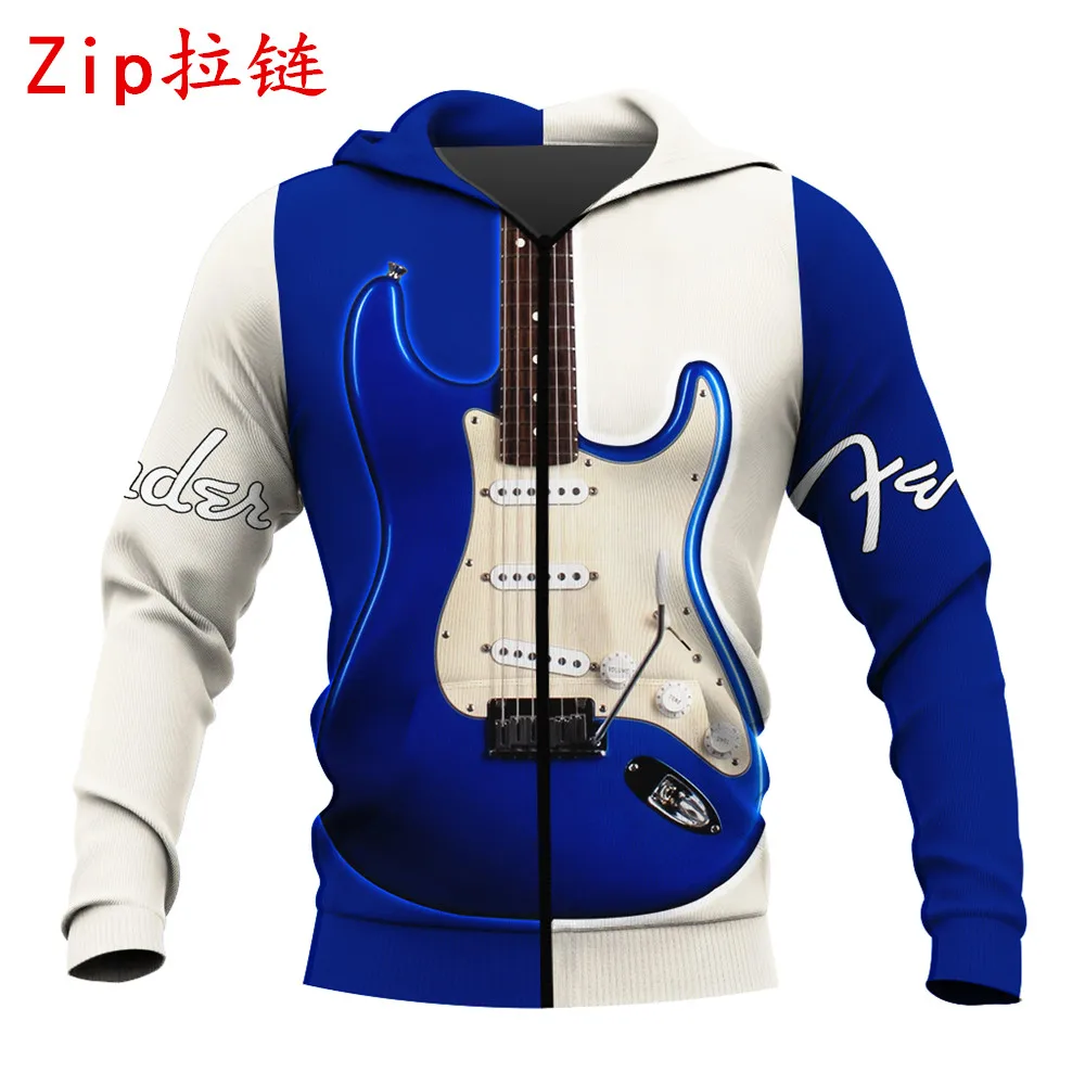 elektrische gitarre 3d alle über gedruckt zip hoodiesweatshirtpullover unisex mode lässig pullover herbst harajuku jacke zp222 free global