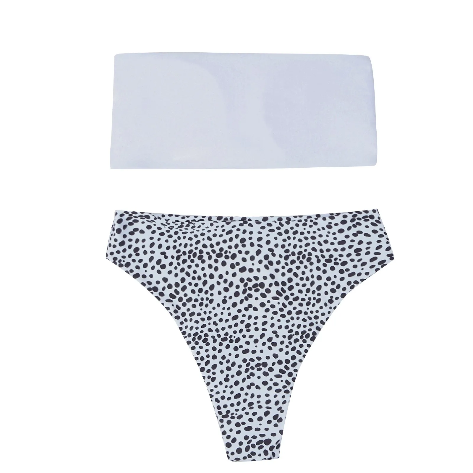 Бюстгальтер в мелкий черный горошек с высокой талией бикини черной подошвой