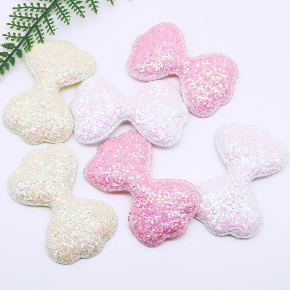 10pcs Patches On Clothes Glitter Padded Sequin Cloth Pretty Bowknot Knapsack Headwear Hair Clip Accessories Craft Supplies 084 - Цвет: Mixed batch