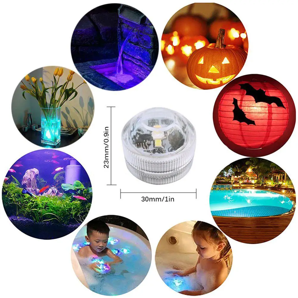 

IP68 Waterproof Battery Operated Multi Color Submersible LED Underwater Light for Fish Tank Pond Swimming Pool Wedding Party
