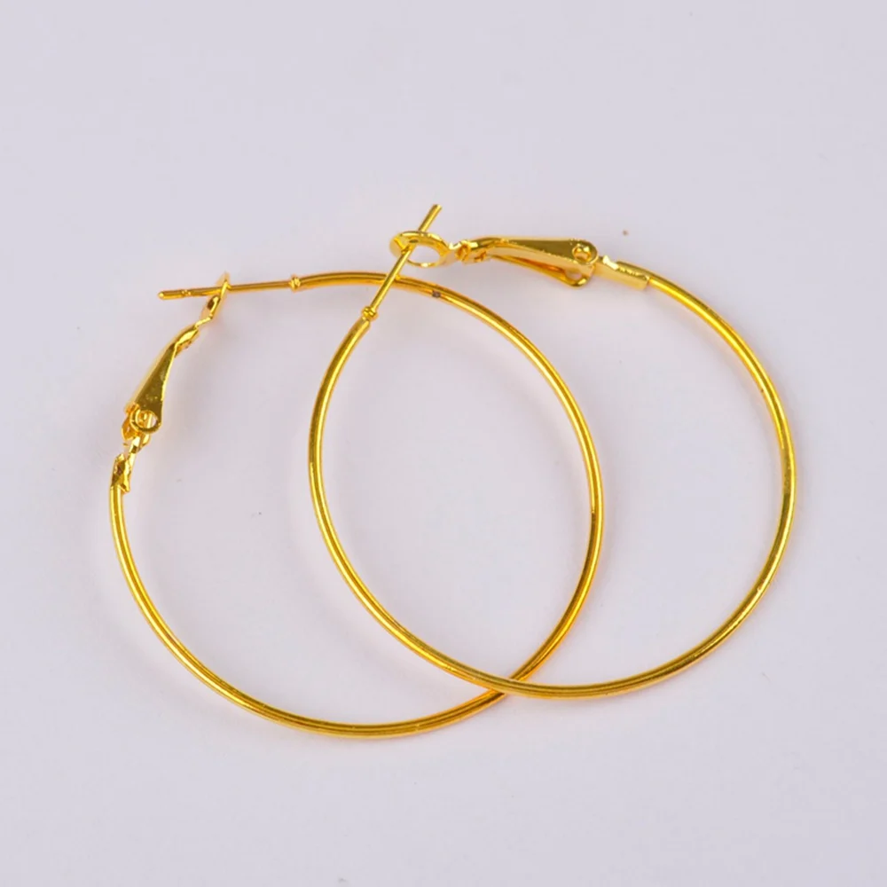500pcs gold plated 30mm hoop earring findings round circle ring earrings jewelry findings accessories
