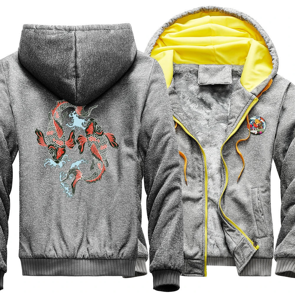 

Мужская толстовка с капюшоном и забавным принтом карпа