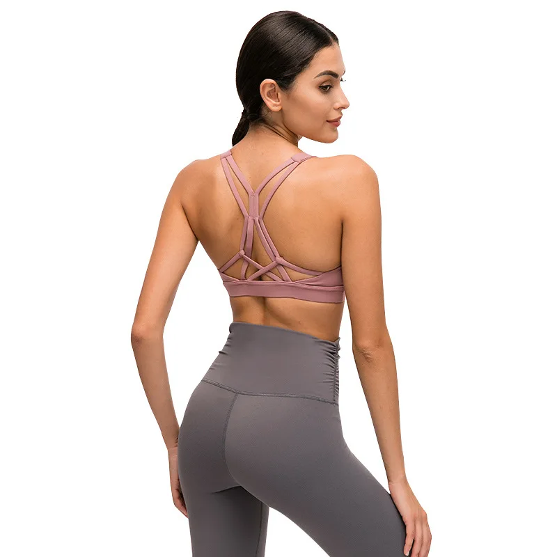 

The new beautiful back ladies sports underwear women gather fitness vest without steel ring yoga bra bra
