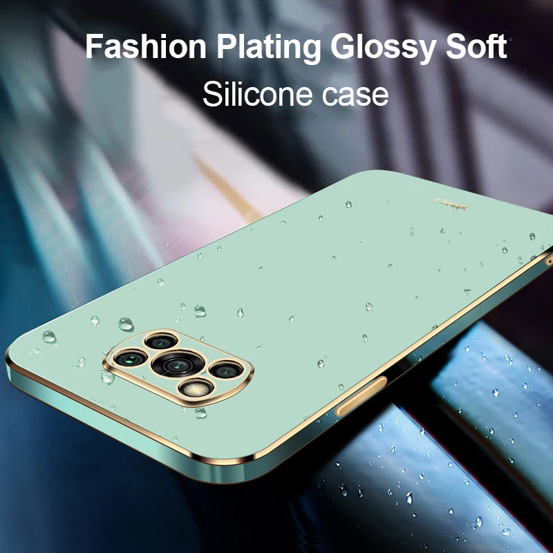 Plating Square Silicone Ring Holder Stand Soft Case On For Xiaomi  Poco X3 M3 Pro X 3 NFC X3 GT F3 5G Camera Protection Cover