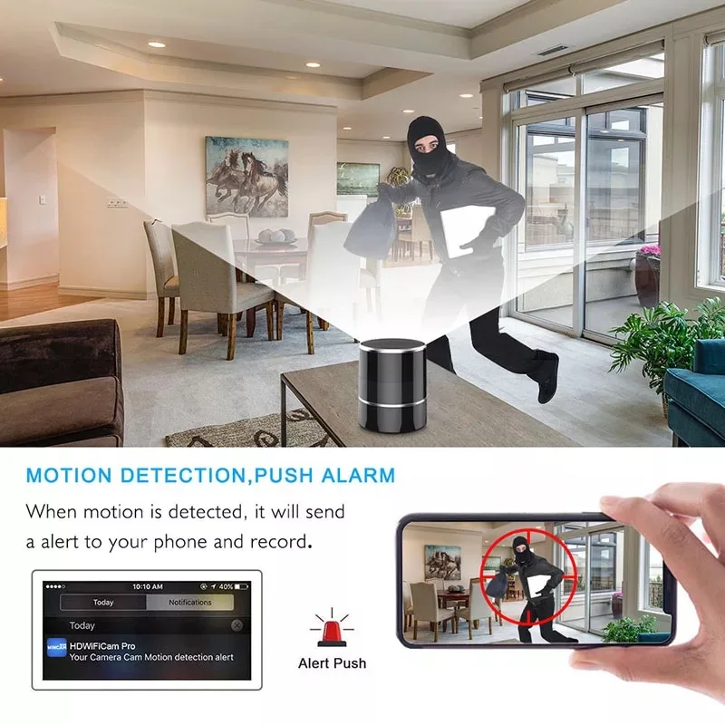 Mini Wifi Camera 1080P Rotating Audio Video Recorder Wireless Portable Smart Bluetooth Music Speaker | Электроника