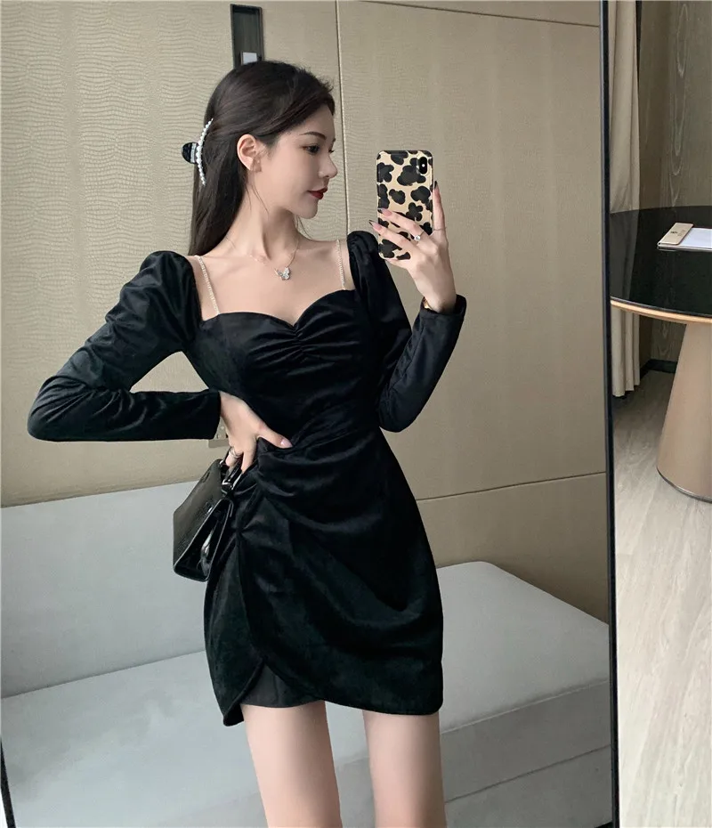 

Japanese Lolita Kawaii Dress Women 2021 Spring Sweet Split Mini Dress Elegant High Street Bandage Designer Velvet Party Dresses